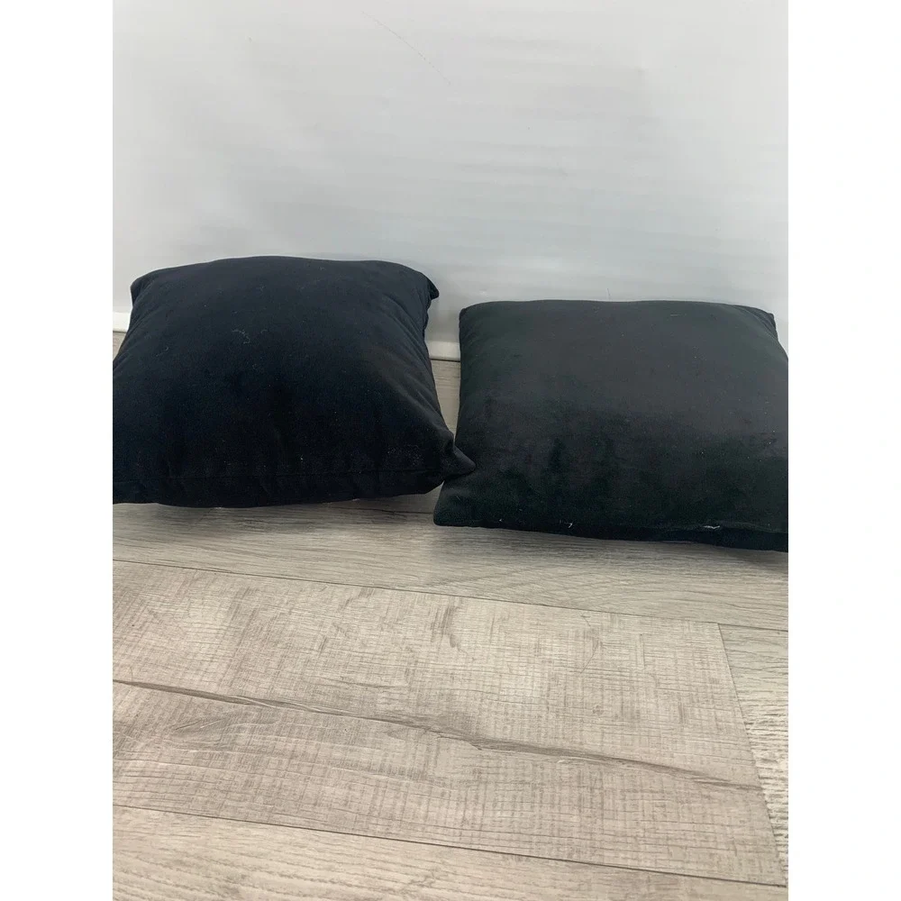 Set of 2 Black Snowflake Throw Pillows Winter Holiday Christmas Decor 12x12